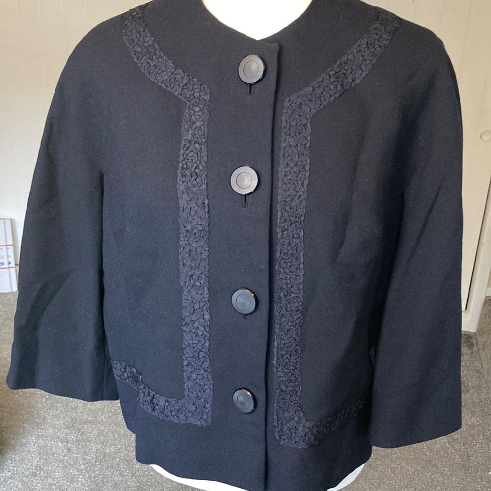 🧳VTG Forstmann suit jacket navy with pressed ribbon detail like new
